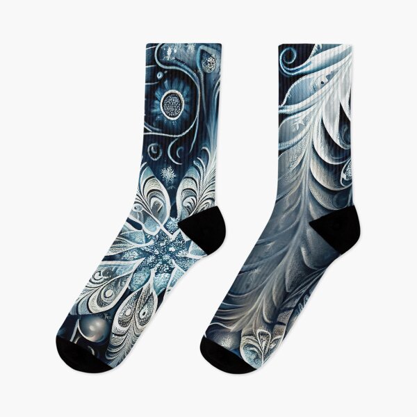 Artikelvorschau, Dark Feathery Snowflake Pattern Digital Painting entworfen und verkauft von CodeAndColors.