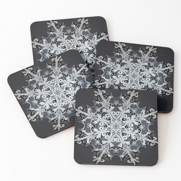 Artikelvorschau, Elegant Photographic Black and White Snowflake Winter Digital Painting entworfen und verkauft von CodeAndColors.