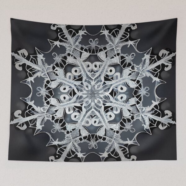 Artikelvorschau, Elegant Photographic Black and White Snowflake Winter Digital Painting entworfen und verkauft von CodeAndColors.