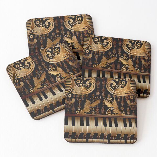 Artikelvorschau, Elegant Dark Gold Piano Music Pattern Digital Painting entworfen und verkauft von CodeAndColors.