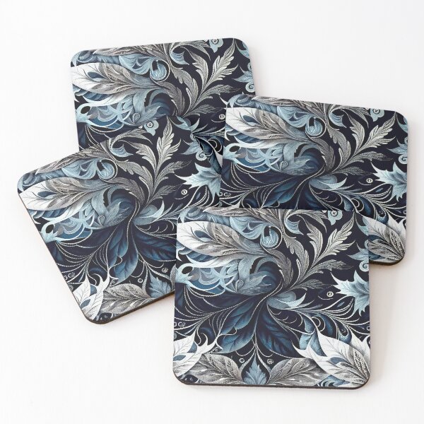 Artikelvorschau, Winter Themed White Leaves and Ferns Digital Painting entworfen und verkauft von CodeAndColors.