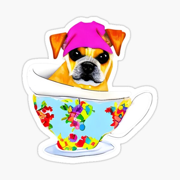 "Tea cup dog Artwork" Sticker for Sale by CorneliusDesign Redbubble