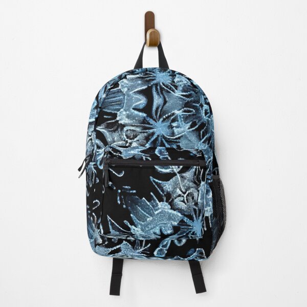 Artikelvorschau, Blue and White Print Snowflake on Black Digital Painting entworfen und verkauft von CodeAndColors.