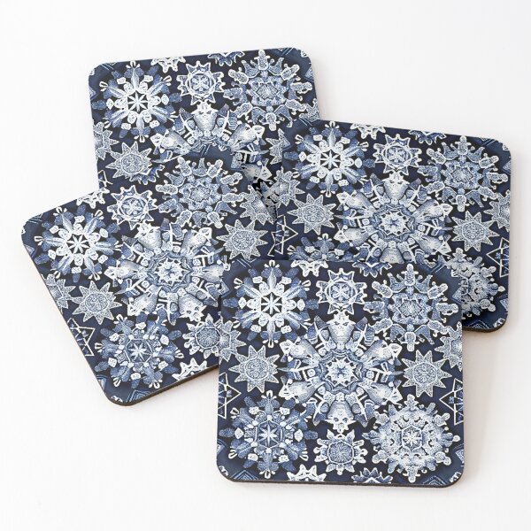 Artikelvorschau, White and Blue Snowflake Winter Pattern Digital Painting entworfen und verkauft von CodeAndColors.