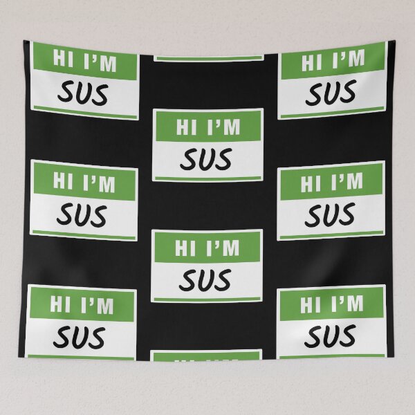 Item preview, Funny Sus Meme Name Tag Green designed and sold by 622Strands.