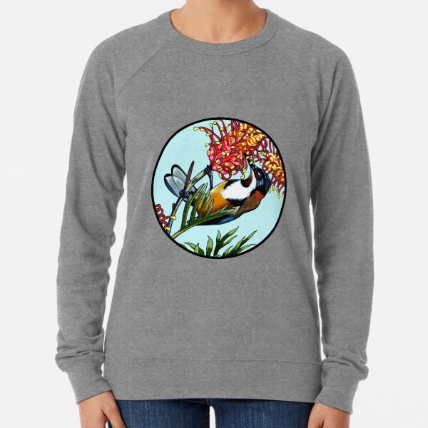Eastern Spinebill Bird in Grevillea Flower Round by Australian Artist Laural Retz Lightweight Sweatshirt