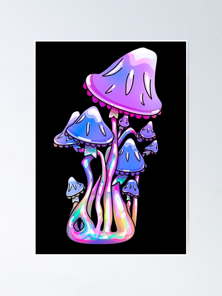 "Neon Purple Mushrooms Trippy Mushroom Art" Poster for Sale by