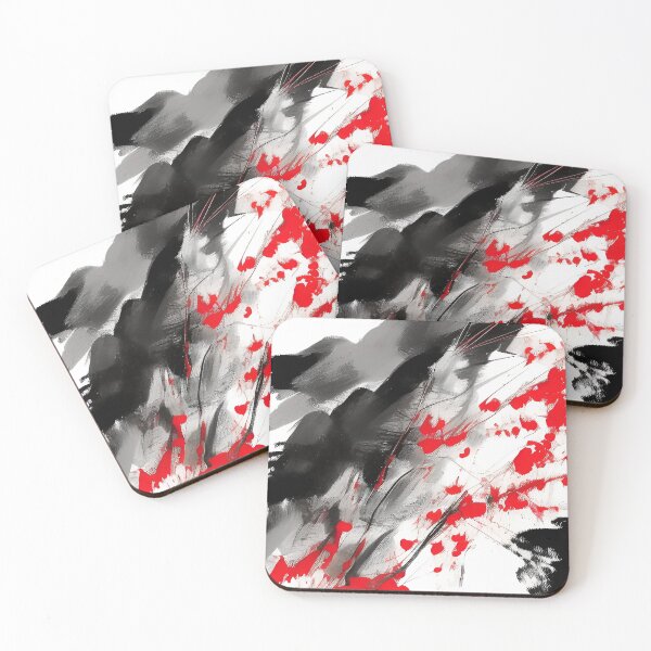 Item preview, Red and Black Paint Splashes Abstract Illustration designed and sold by deniselynnimage.