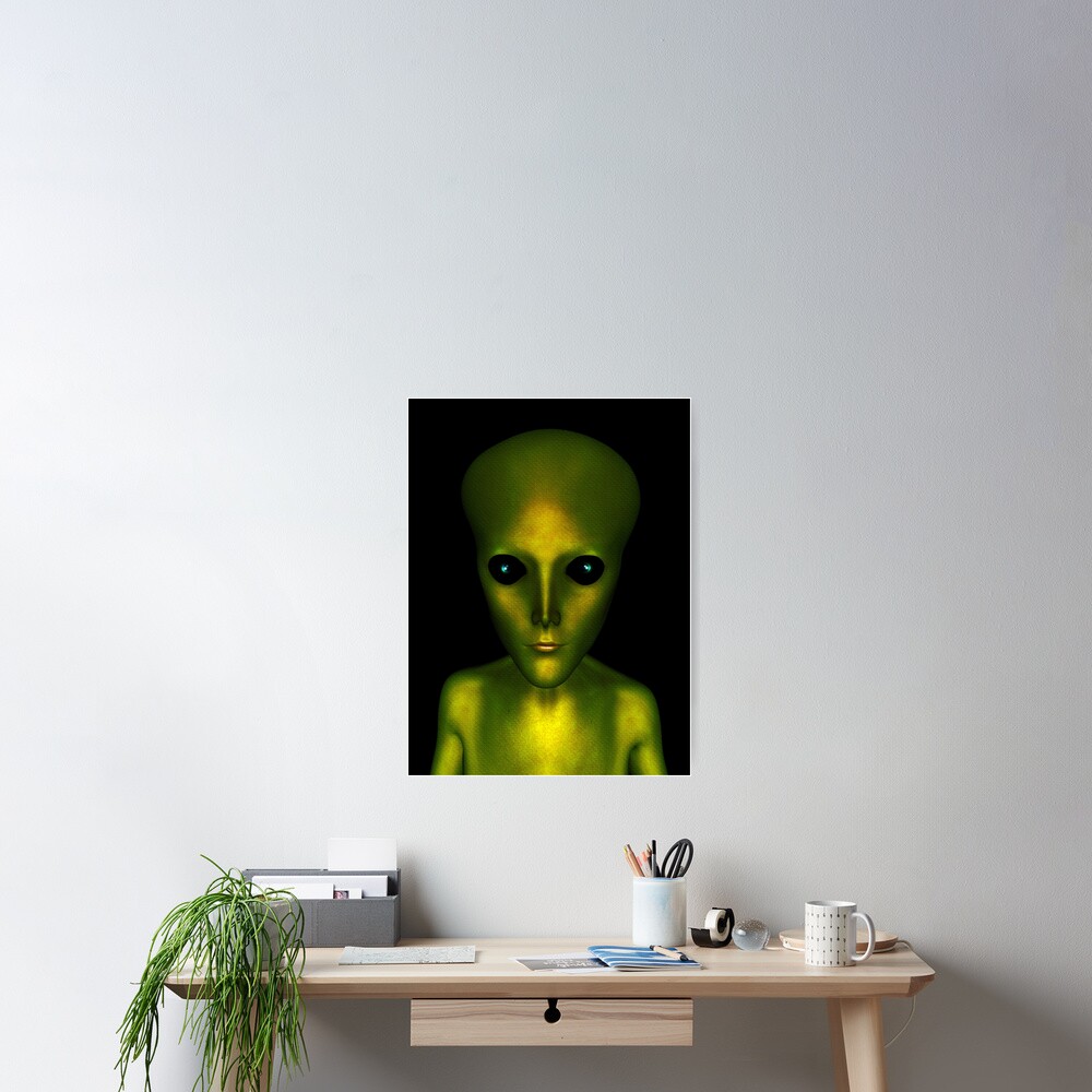 "Alien Head and Shoulders Green Scaled Creature" Poster by MarkUK97