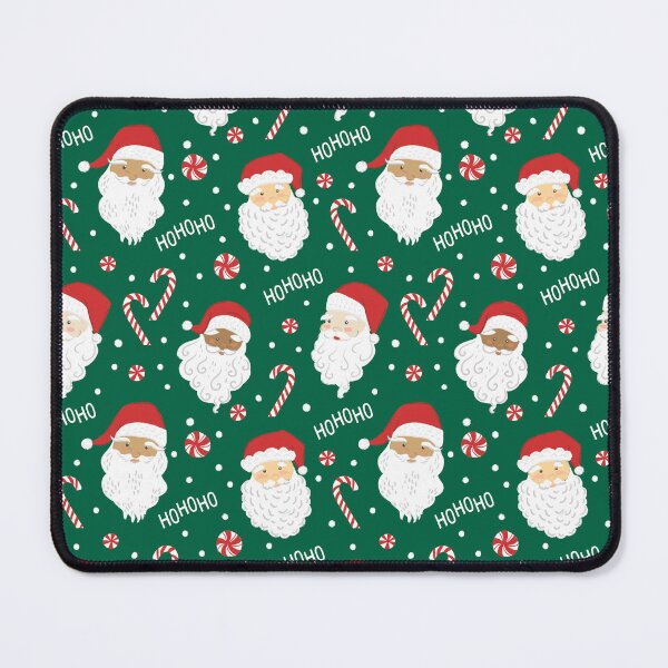 Item preview, Peppermint Santas on Christmas Green designed and sold by latheandquill.