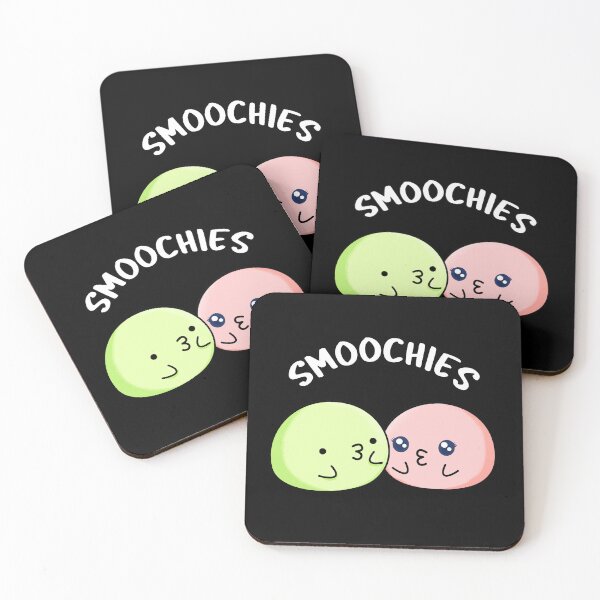 Item preview, Smoochies Funny Food Mochi Puns (Dark BG) designed and sold by punnybone.