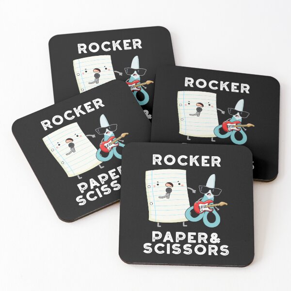 Item preview, Rocker Paper And Scissors Funny Game Puns (Dark BG) designed and sold by punnybone.