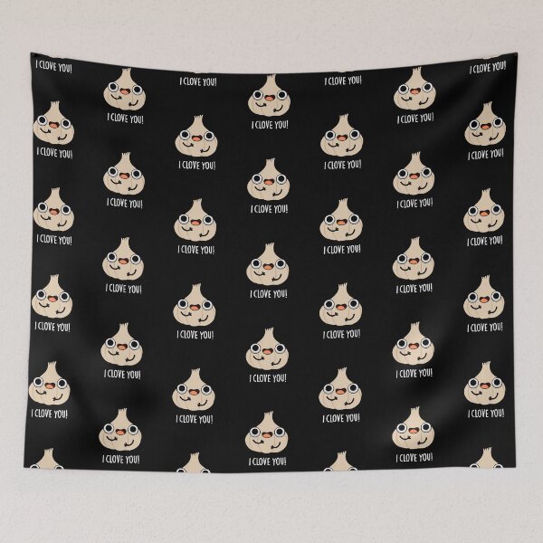 Item preview, I Clove You Funny Garlic Puns (Dark BG) designed and sold by punnybone.