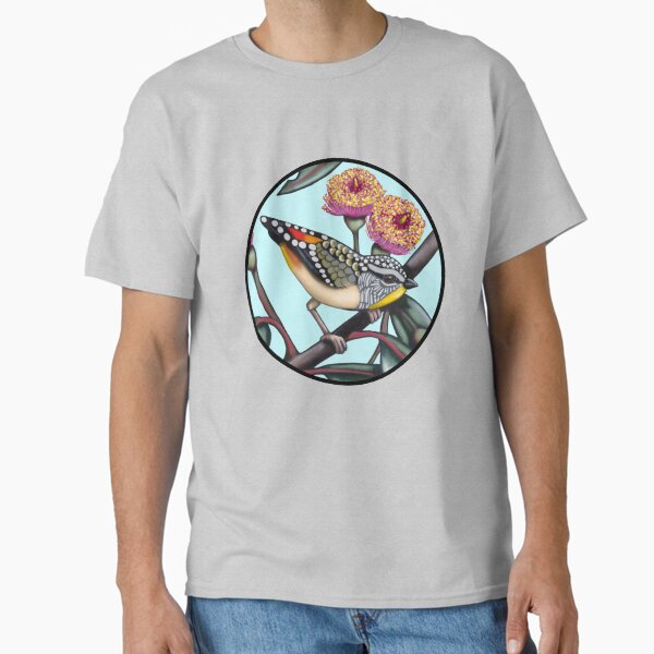 Pardalote in Gum Flowers Round by Australian artist Laural Retz Classic T-Shirt