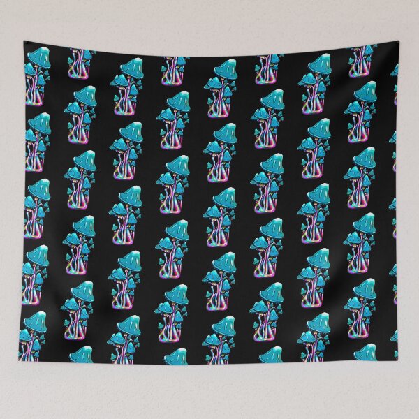 Item preview, Aquamarine Tangled Mushrooms - Trippy Mushroom Art designed and sold by mikeymadness.