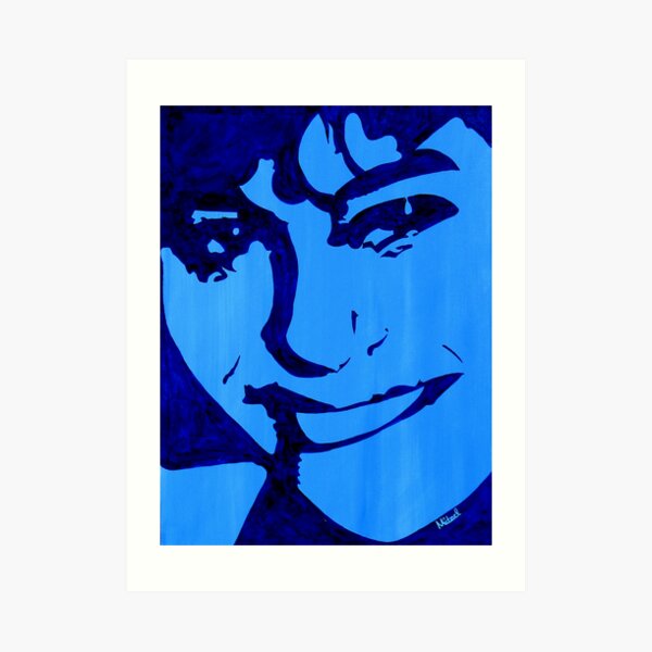 "Blue Girl" original signed acrylic painting on canvas Art Print