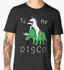 To The Disco (white text) Unicorn Riding Triceratops Men's Premium T-Shirt