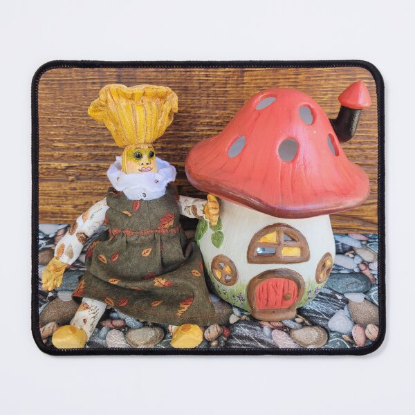 Item preview, Chanterelle Mushroom doll hides on a porch from foragers! designed and sold by Boni  Woodland.