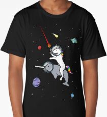 Unicorn Riding Narwhal In Space Long T-Shirt