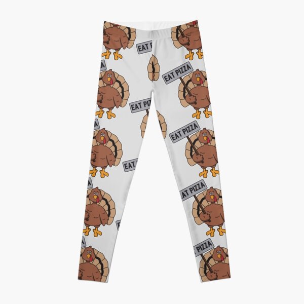 Happy Thanksgiving Comic Turkey Eat Pizza Gift Leggings