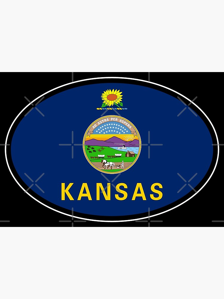 "Kansas State Flag Oval Travel Bumper Sticker for your Car or Luggage
