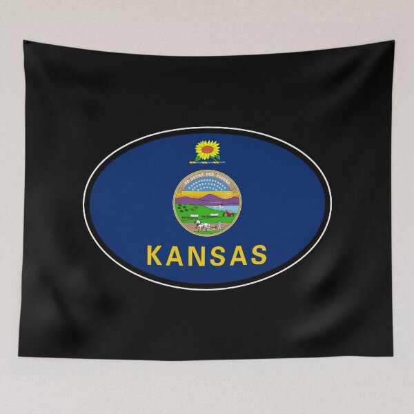 Item preview, Kansas  State Flag Oval Travel Bumper Sticker for your Car or Luggage.  designed and sold by BBTravels.