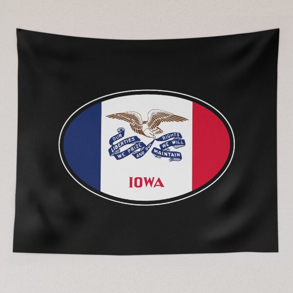 Item preview, Iowa State Flag Oval Travel Bumper Sticker for your Car or Luggage.  designed and sold by BBTravels.