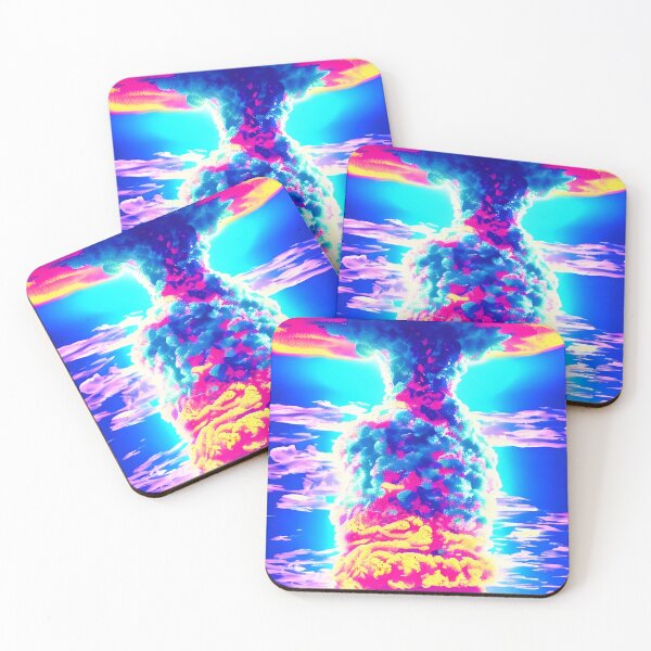 Item preview, Nuclear Explosion Mushroom Cloud Vaporwave Design Artwork designed and sold by StickerBird.