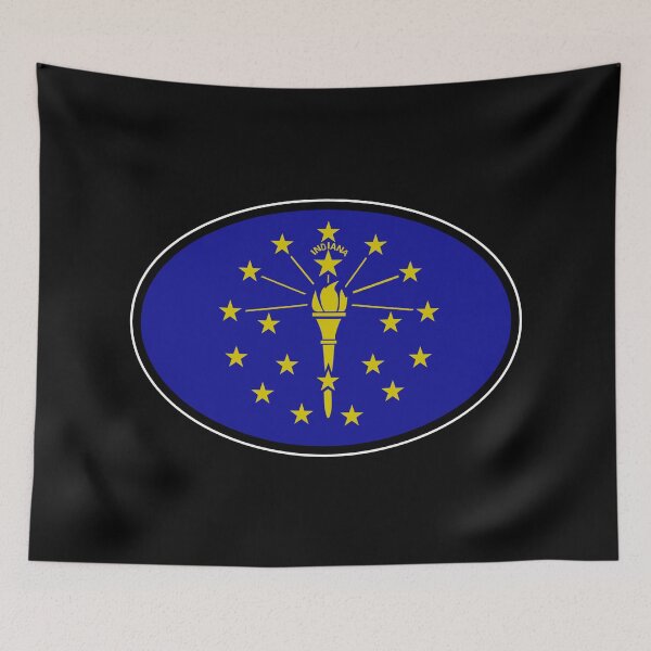 Item preview, Indiana State Flag Oval Travel Bumper Sticker for your Car or Luggage.  designed and sold by BBTravels.