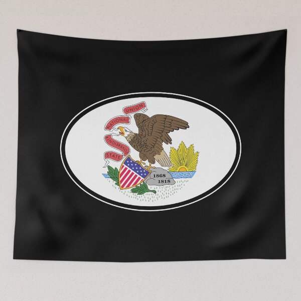 Item preview, Illinois State Flag Oval Travel Bumper Sticker for your Car or Luggage.  designed and sold by BBTravels.