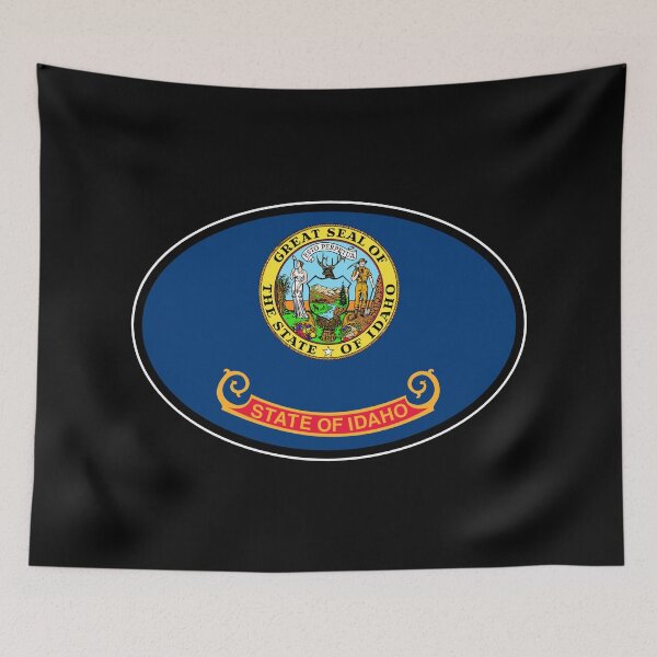 Item preview, Idaho State Flag Oval Travel Bumper Sticker for your Car or Luggage.  designed and sold by BBTravels.