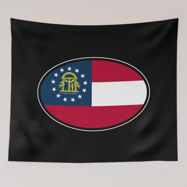 Item preview, Georgia State Flag Oval Travel Bumper Sticker for your Car or Luggage.  designed and sold by BBTravels.