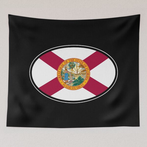 Item preview, Florida State Flag Oval Travel Bumper Sticker for your Car or Luggage.  designed and sold by BBTravels.