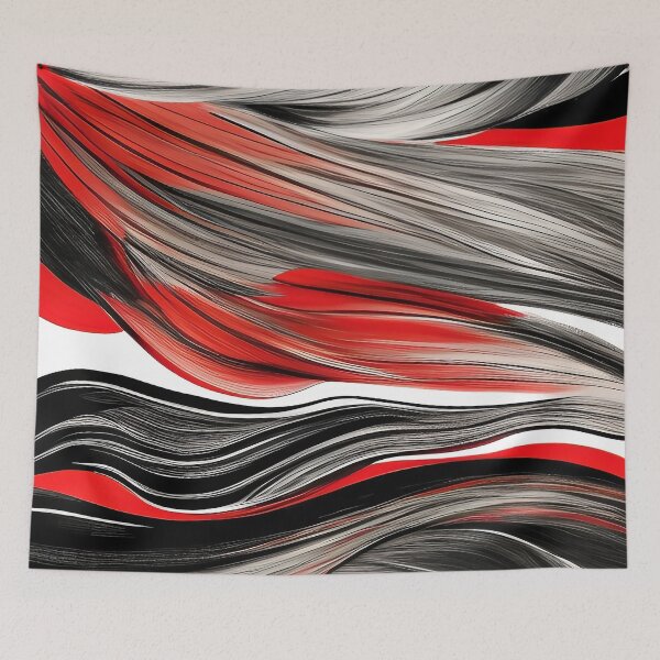 Item preview, Red and Black Waves and Twisted Swirls Abstract Illustration designed and sold by deniselynnimage.