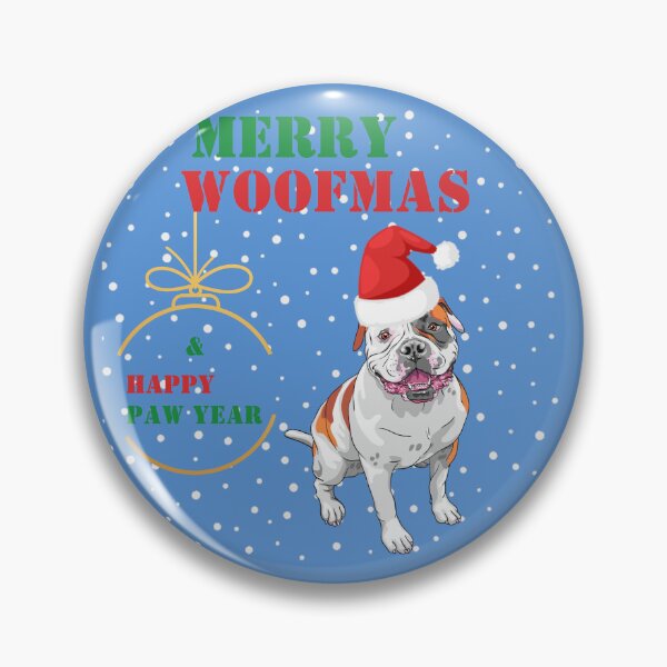 Aperçu de l'œuvre Joyeux Woofmas & Happy Paw Year Bouledogue américain créée et vendue par 8justart socks and more.