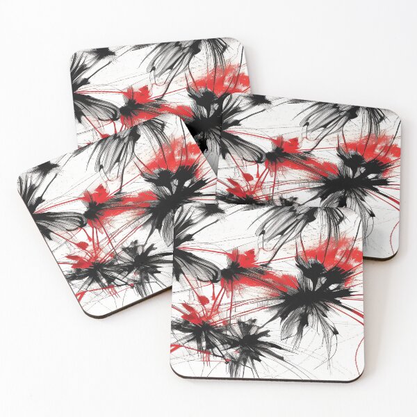 Item preview, Black and Red Splashes of Fireworks Display Abstract Illustration designed and sold by deniselynnimage.