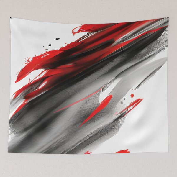 Item preview, Red and Black Paint Brush Strokes Abstract Illustration designed and sold by deniselynnimage.