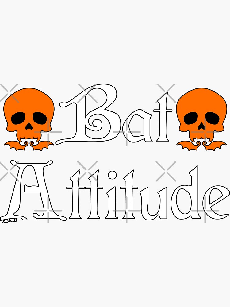 “Bat Attitude (Orange Version)” Sticker for Sale by JanGrackle | Redbubble