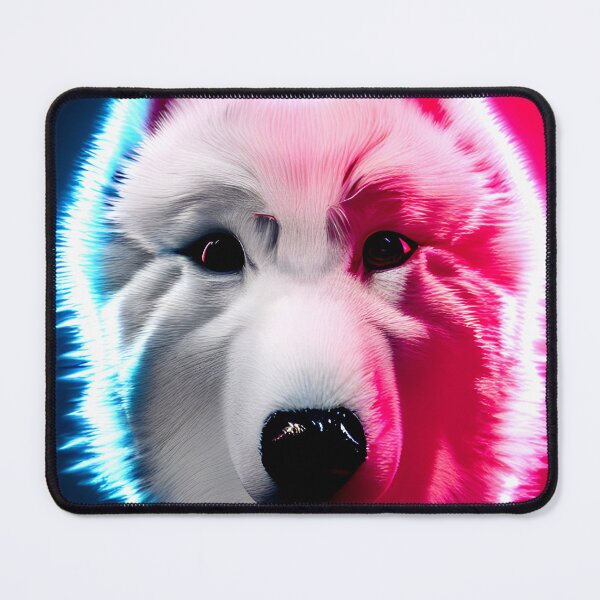 Item preview, White Samoyed dog portrait - neon light #31 designed and sold by supeart.
