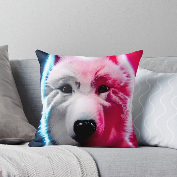 Item preview, White Samoyed dog portrait - neon light #31 designed and sold by supeart.