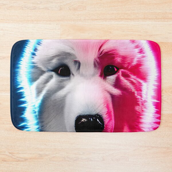 Item preview, White Samoyed dog portrait - neon light #31 designed and sold by supeart.