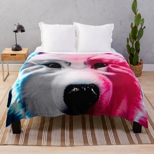 Item preview, White Samoyed dog portrait - neon light #31 designed and sold by supeart.