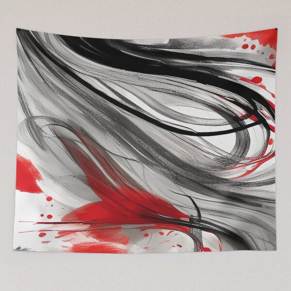 Item preview, Painted whisps and swirls with a mix of Black, Red, Grey in Water designed and sold by deniselynnimage.