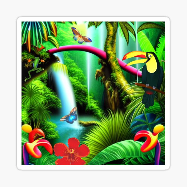 Nature Scene Tropical Rainforest Sticker For Sale By Printablepics