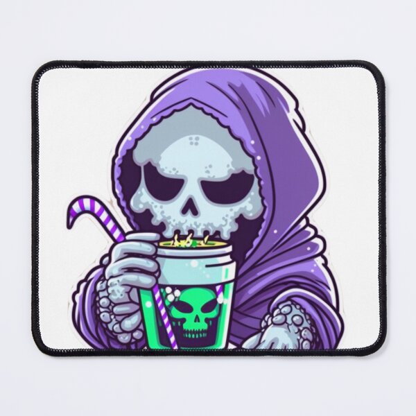 Item preview, Cute Skeleton drinking boba tea, Kawaii, Japanese designed and sold by RiverstepStudio.