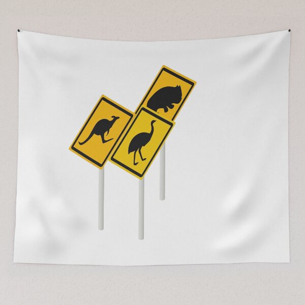 Item preview, Australian Road Sign Kangaroos, Wombat and Emu designed and sold by 2AGoodHome.