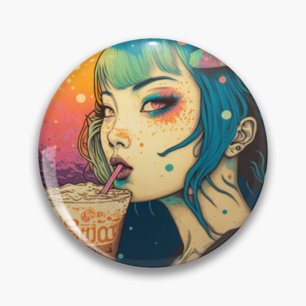 Aperçu de l'œuvre Thé Boba Popping Coloré et Tatouages créée et vendue par RiverstepStudio.