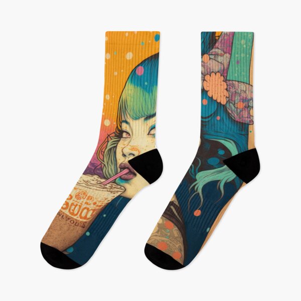 Item preview, Colorful Popping Boba Tea and Tattoos designed and sold by RiverstepStudio.
