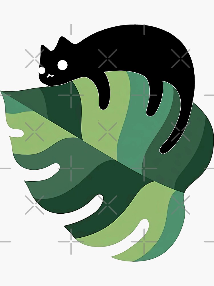 "monstera cat" Sticker for Sale by ompongalfina Redbubble