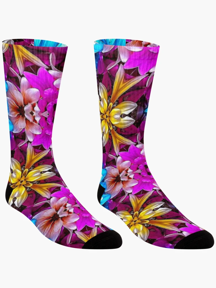 Thumbnail 3 of 5, Socks, Colorful Daisy Pattern designed and sold by Patternflower.